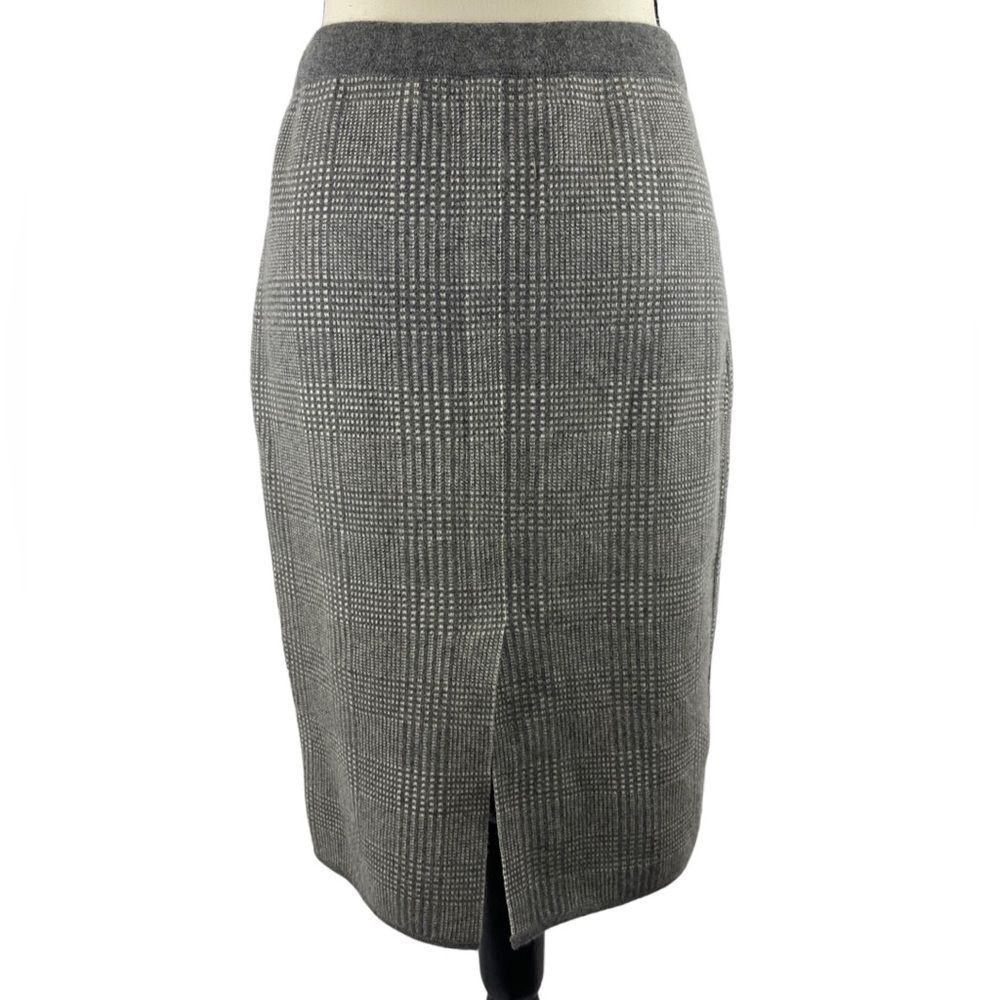 Titti dell’Acqua vintage grey plaid midi pencil skirt 100% cashmere made n Italy - Picture 3 of 11